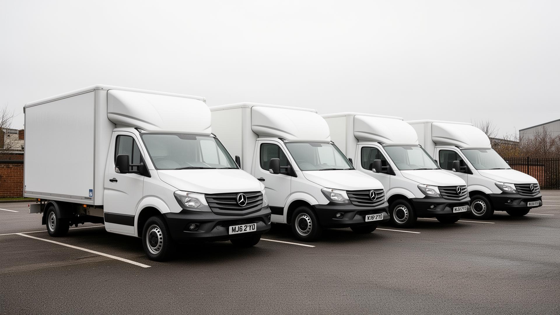 GoldTeam Luton van fleet lined up